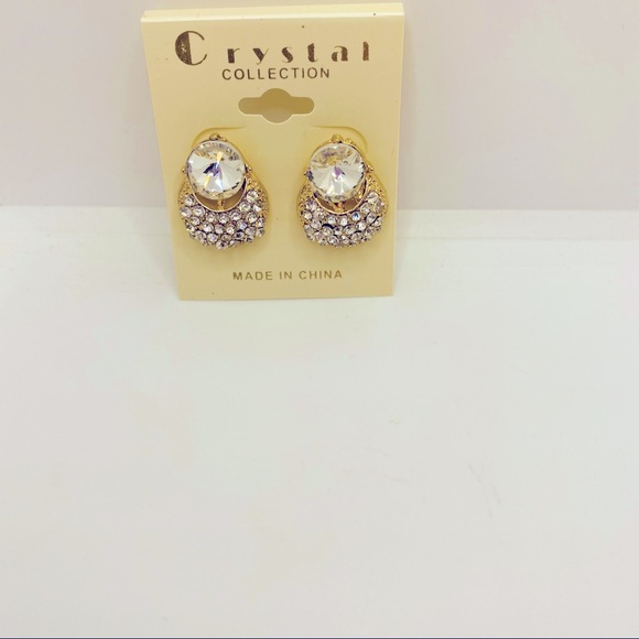 Earrings Crystal Clear set in golden tone!STUNNING - Picture 12 of 13